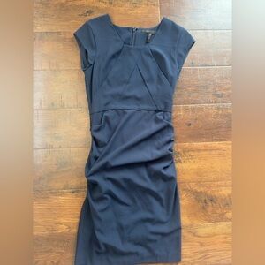 BCBGMaxAzria Blue Ruched Cap Sleeve Mini Dress